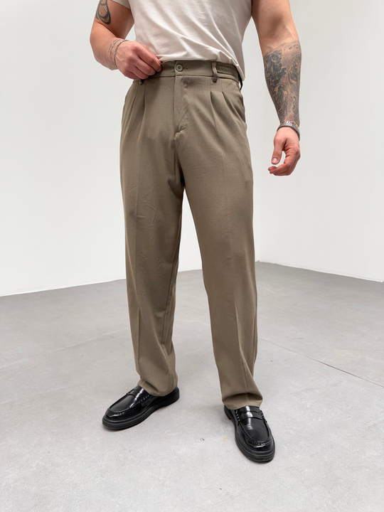 EşofmanHaki Bel Lastikli Baggy Kumaş Pantolon SNZ 1046
