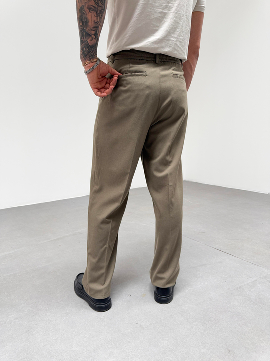 EşofmanHaki Bel Lastikli Baggy Kumaş Pantolon SNZ 1046