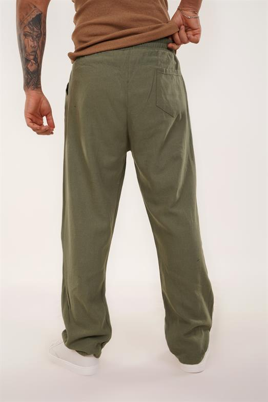 EşofmanHaki KETEN BELİ LASTİKLİ BOL PAÇA PANT. SNZ 4640 2024