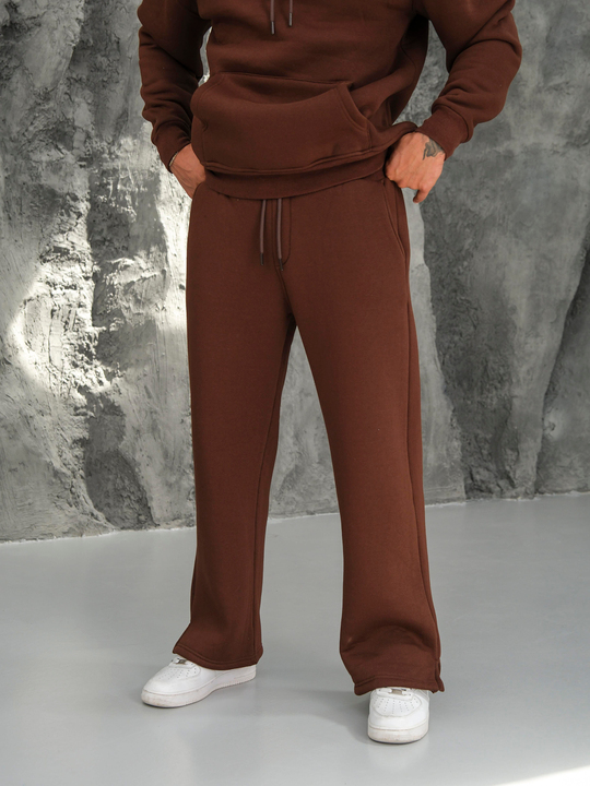 EşofmanKahve 3 İplik Oversize Compak Baggy Eşofman SC
