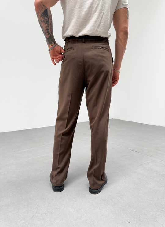 EşofmanKahve Bel Lastikli Baggy Kumaş Pantolon SNZ 1046
