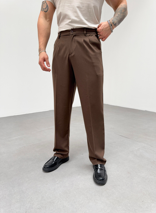EşofmanKahve Bel Lastikli Baggy Kumaş Pantolon SNZ 1046