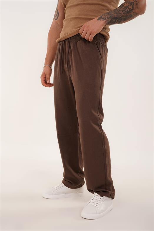 EşofmanKahve KETEN BELİ LASTİKLİ BOL PAÇA PANT. SNZ 4640 2024