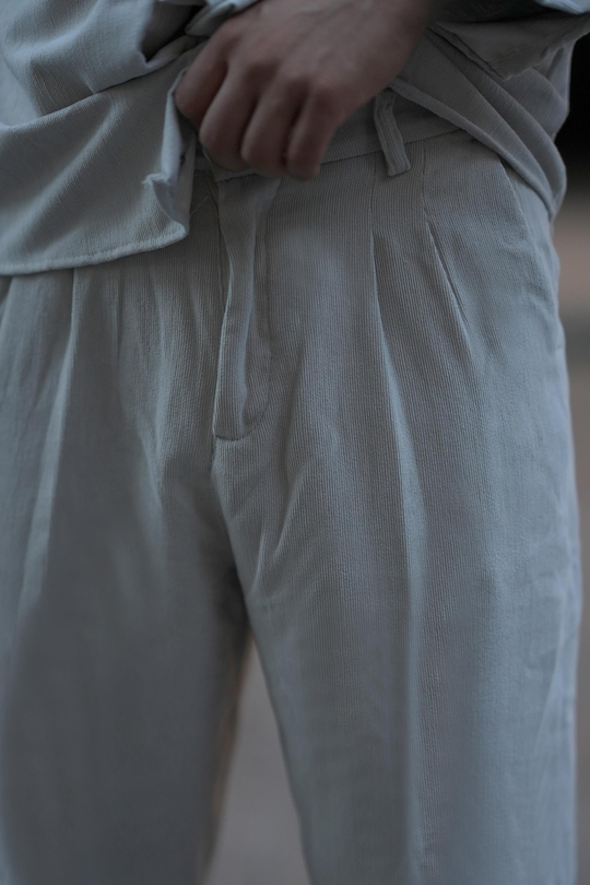 EşofmanKrem Kemerli Kadife Baggy Pantalon SNZ M8392