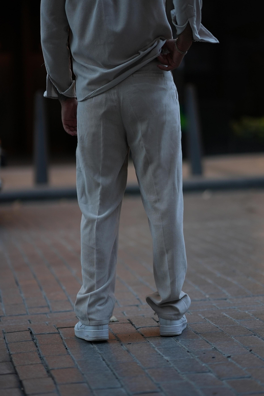 EşofmanKrem Kemerli Kadife Baggy Pantalon SNZ M8392