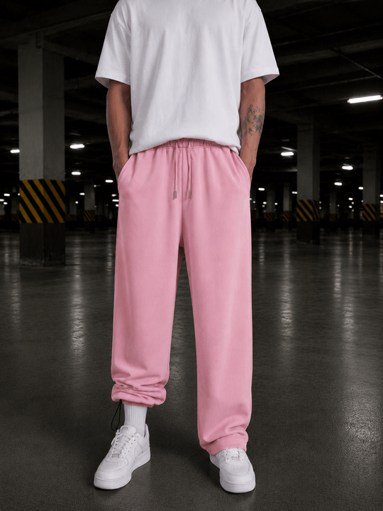 EşofmanPembe Unisex Stoper Paça Pamuk Eşofman SC2