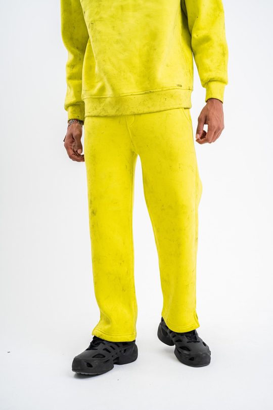 EşofmanSarı Yıkamalı Düz Baggy Eşofman PLZ