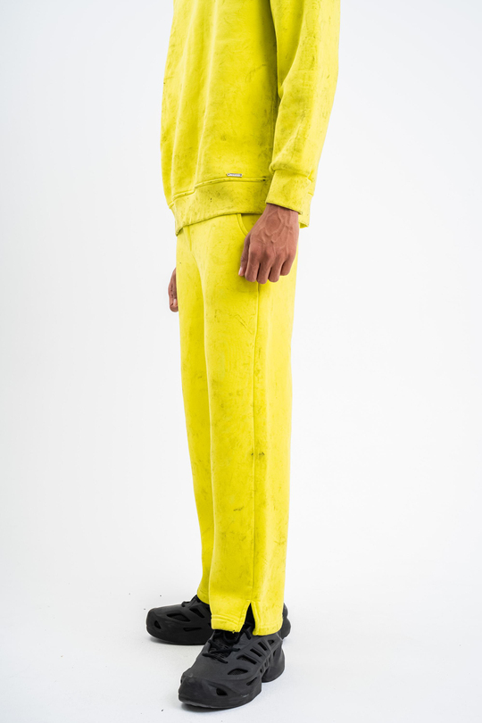 EşofmanSarı Yıkamalı Düz Baggy Eşofman PLZ
