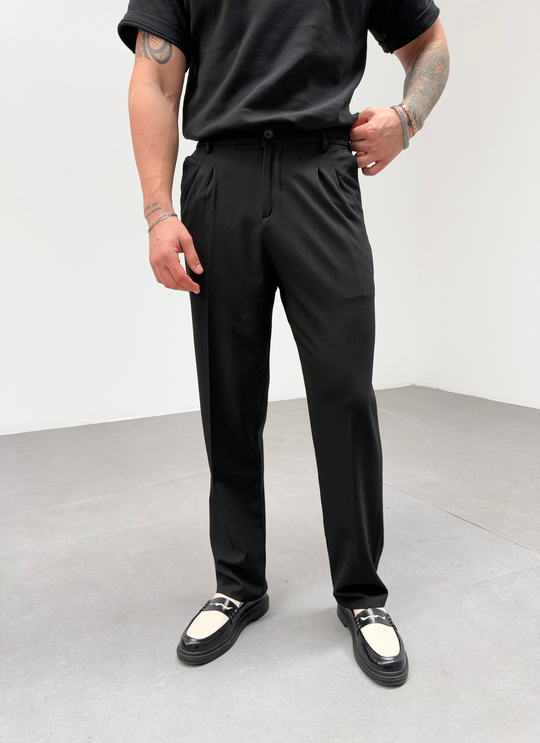 EşofmanSiyah Bel Lastikli Baggy Kumaş Pantolon SNZ 1046