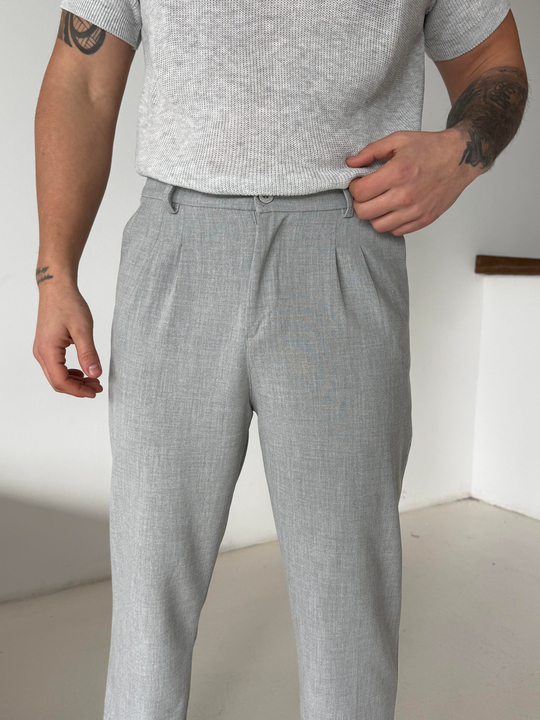 GabardinAçıkgri Bezayağı Boyfriend Pamuk Kumaş Pantolon SNZ N1045