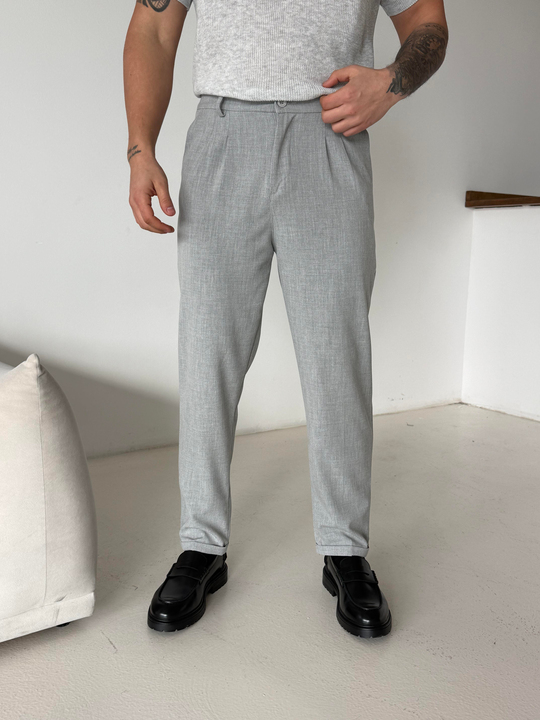 GabardinAçıkgri Bezayağı Boyfriend Pamuk Kumaş Pantolon SNZ N1045