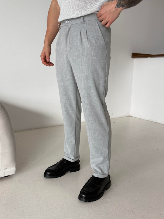 GabardinAçıkgri Bezayağı Boyfriend Pamuk Kumaş Pantolon SNZ N1045