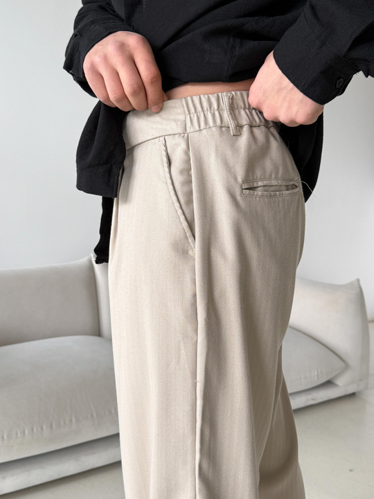 GabardinBej Balık Sırtı Arka Lastikli Dokuma Pantalon PLZ 26409
