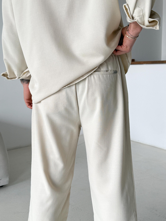 GabardinBej Dokuma Keten Baggy Pantalon PLZ