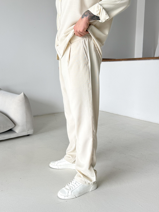 GabardinBej Dokuma Keten Baggy Pantalon PLZ