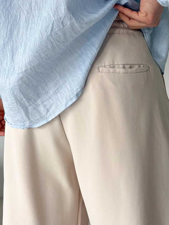 GabardinBej Double Balon Kalıp Yarım Lastik Pantalon PNC 4068