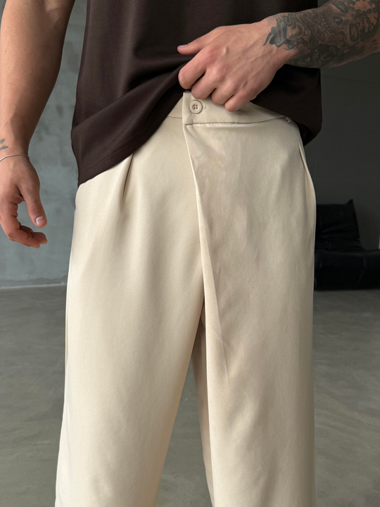 GabardinBej Kore Kalıp Kumaş Pantalon SNZ 1448