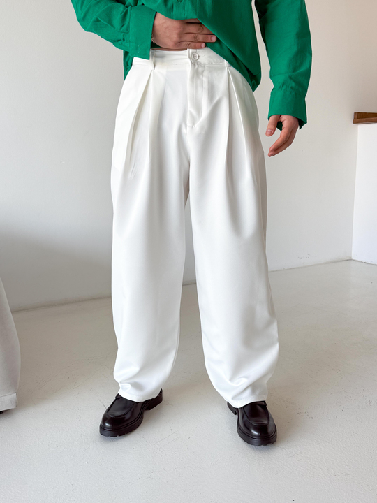 GabardinBeyaz Double Palazzo Pantalon 4062 PNC