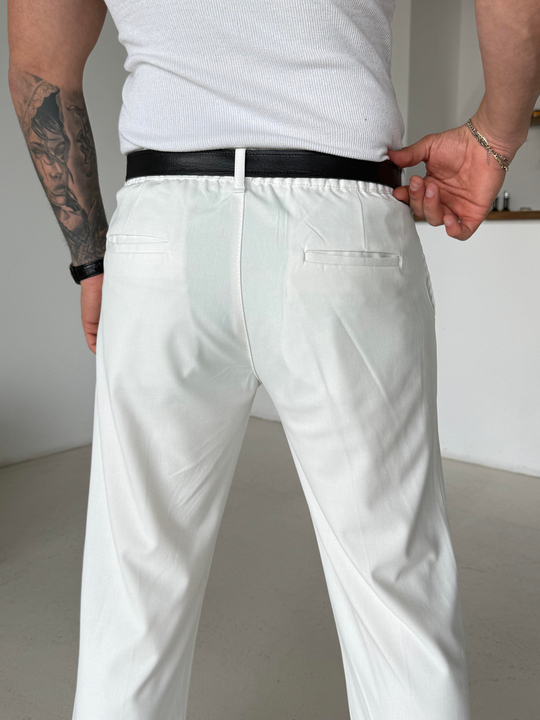 GabardinEkru Lastikli Baggy Kumaş Pantalon SC