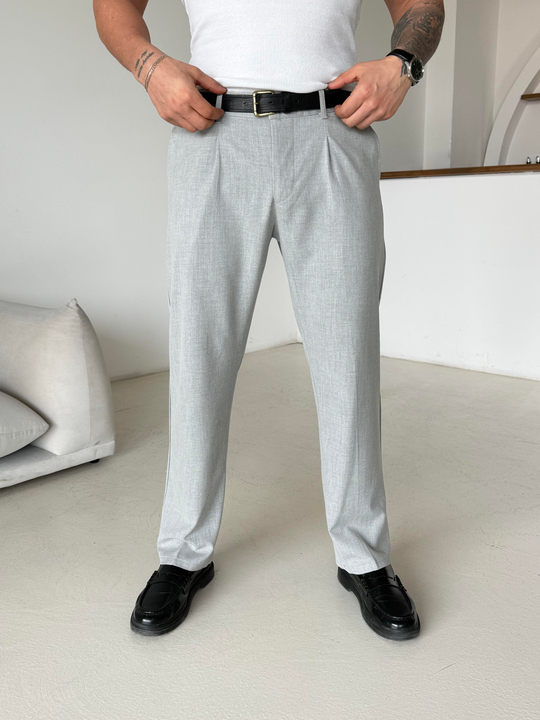 GabardinGri Lastikli Baggy Kumaş Pantalon SC