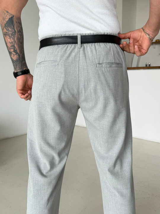 GabardinGri Lastikli Baggy Kumaş Pantalon SC