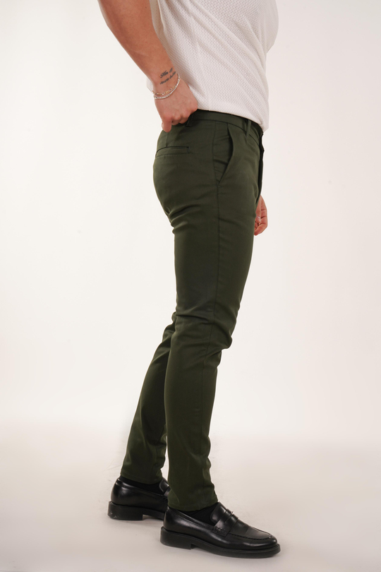 GABARDİNHaki Gabardin Düz Baggy Pantolon PLT 09