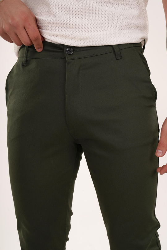 GABARDİNHaki Gabardin Düz Baggy Pantolon PLT 09