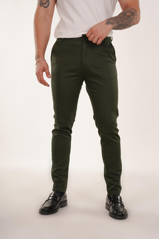 GABARDİNHaki Gabardin Düz Baggy Pantolon PLT 09