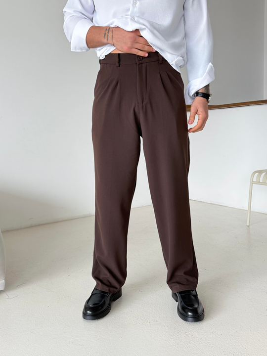 GabardinKahve Baggy Bezayağı Kumaş Pantalon SNZ N1135