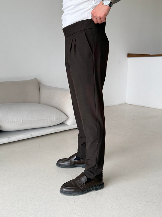 GabardinKahve Dört Düğmeli Tokalı Regular Fit Kumaş Pantalon SC