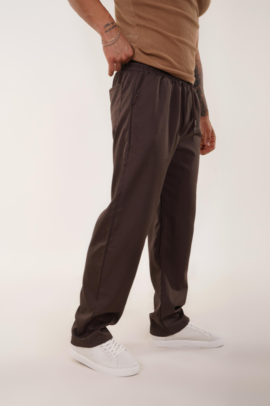 GABARDİNKahve Gabardin Parlak Kumaş Bol Paça Pant. SNZ 4677
