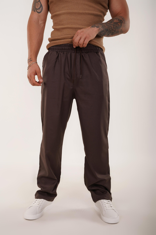GABARDİNKahve Gabardin Parlak Kumaş Bol Paça Pant. SNZ 4677