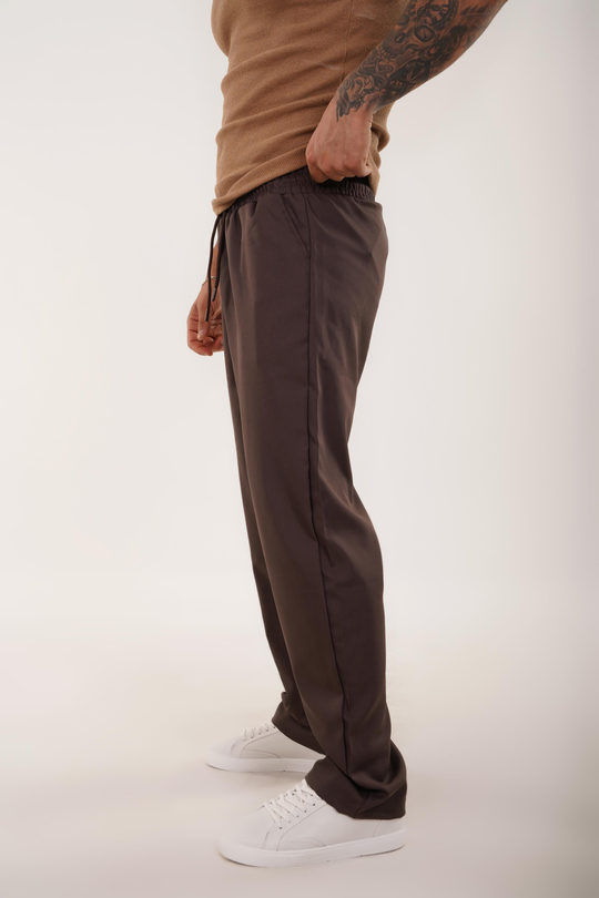 GABARDİNKahve Gabardin Parlak Kumaş Bol Paça Pant. SNZ 4677