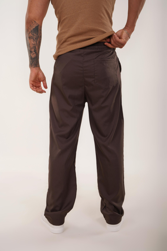 GABARDİNKahve Gabardin Parlak Kumaş Bol Paça Pant. SNZ 4677