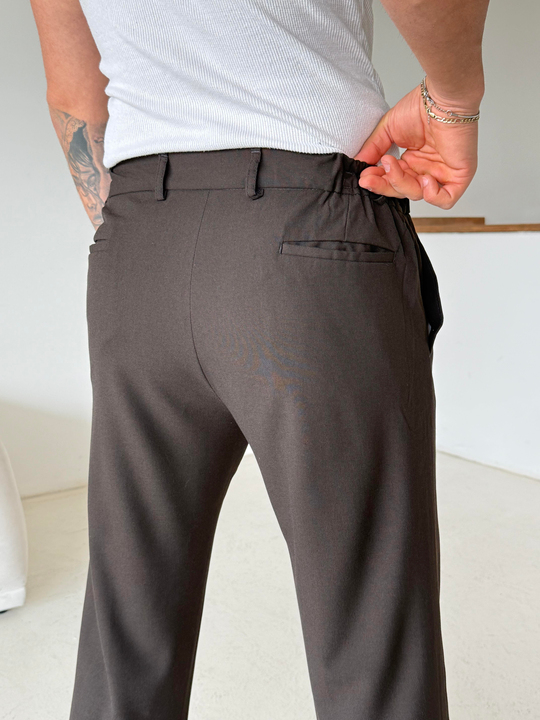 GabardinKahve Lastikli Baggy Kumaş Pantalon SC