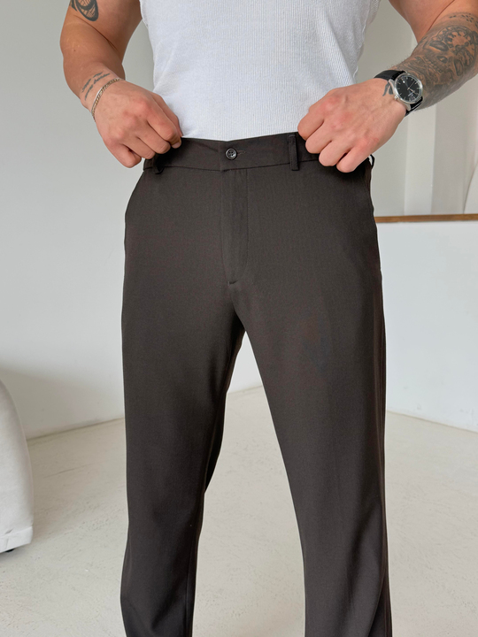 GabardinKahve Lastikli Baggy Kumaş Pantalon SC