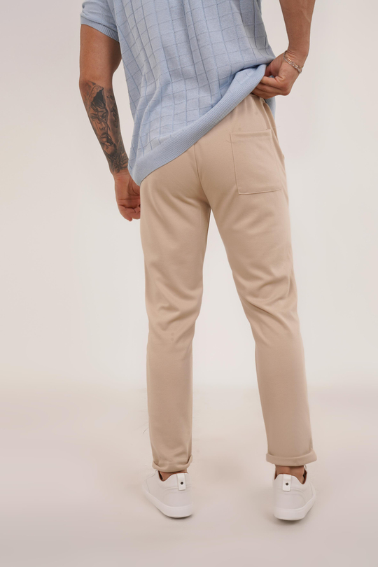 GABARDİNKrem Diagonel Bel Lastik Pant Tk