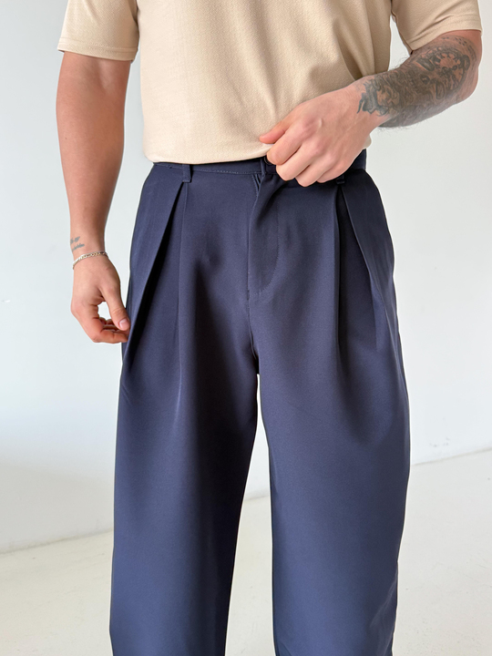GabardinLacivert Double Palazzo Pantalon 4062 PNC
