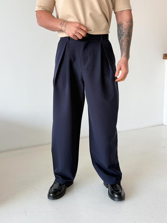 GabardinLacivert Double Palazzo Pantalon 4062 PNC