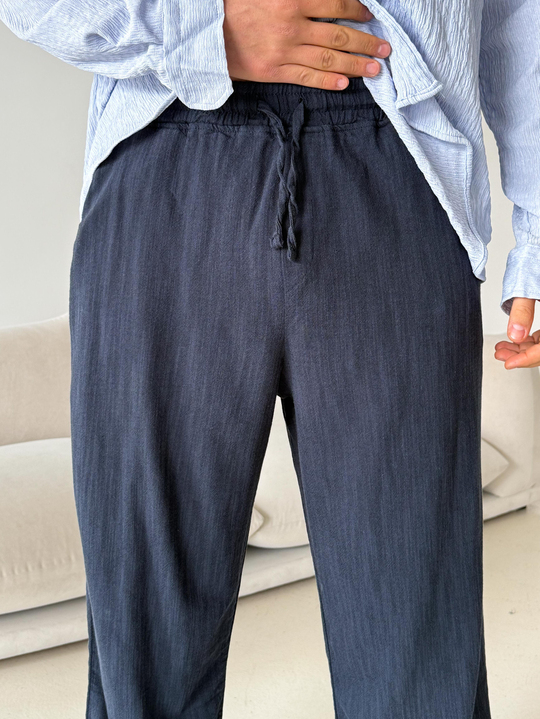 GabardinLacivert Fresh Yıkamalı Keten Pantalon JJ Y116