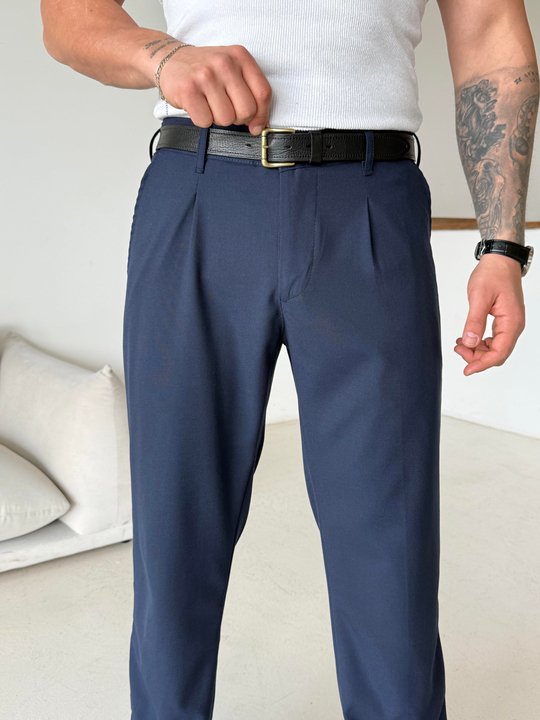 GabardinLacivert Lastikli Baggy Kumaş Pantalon SC