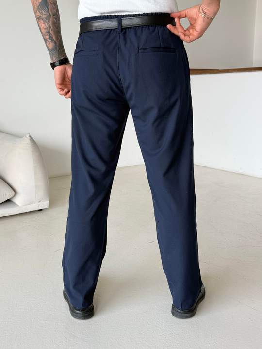 GabardinLacivert Lastikli Baggy Kumaş Pantalon SC