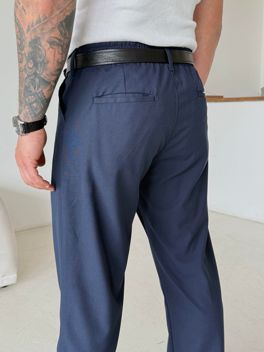 GabardinLacivert Lastikli Baggy Kumaş Pantalon SC