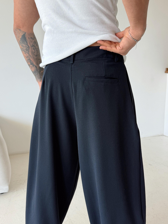 GabardinLacivert Super Baggy Kumaş Pantalon BRR 40218