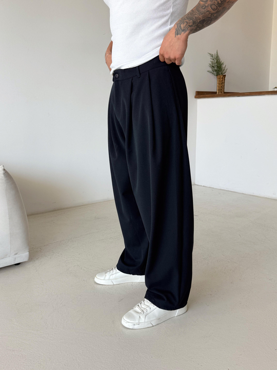 GabardinLacivert Super Baggy Kumaş Pantalon BRR 40218