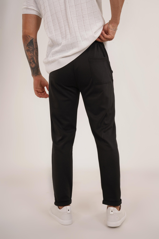 GABARDİNSiyah Diagonel Bel Lastik Pant Tk