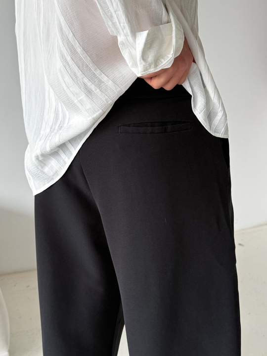 GabardinSiyah Double Balon Kalıp Yarım Lastik Pantalon PNC 4068