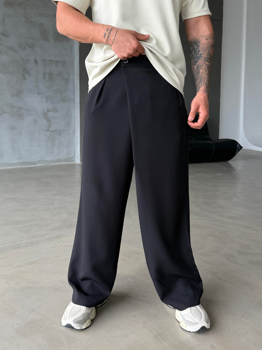 GabardinSiyah Kore Kalıp Kumaş Pantalon SNZ 1448