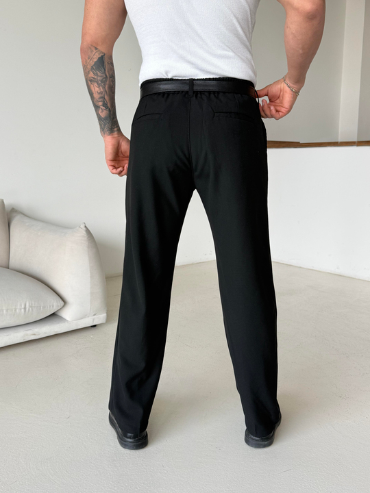 GabardinSiyah Lastikli Baggy Kumaş Pantalon SC