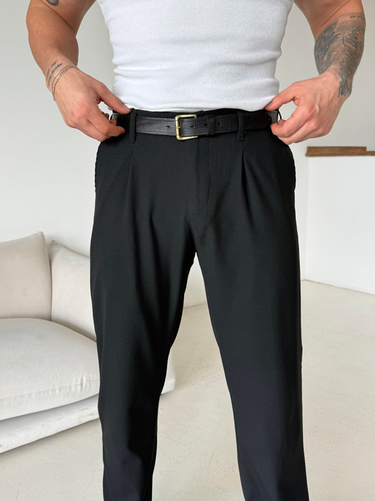 GabardinSiyah Lastikli Baggy Kumaş Pantalon SC